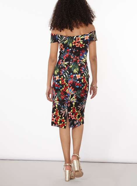 Tropical Print Bardot dress